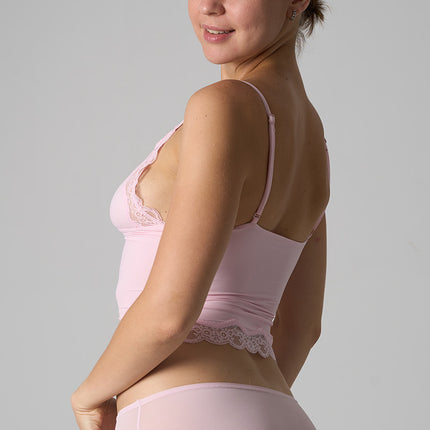 Lace Top Sk's Ultra-Elastic, Lightweight, Sleeveless Vest Without Chest Pads, Sexy Lace Trim, Adjustable Deep V Straps