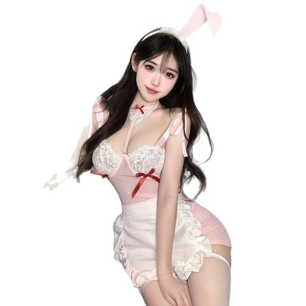 Pure Desire Bunny Girl Sexy See-Through Nightgown Maid Suit Hot Uniform Sexy Underwire Push-Up Underwear Bunny Girl
