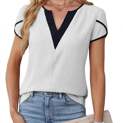 Amazon 2025 Europe and the United States cross-border foreign trade spring and summer new V-neck tile short sleeve solid color T-shirt jacket