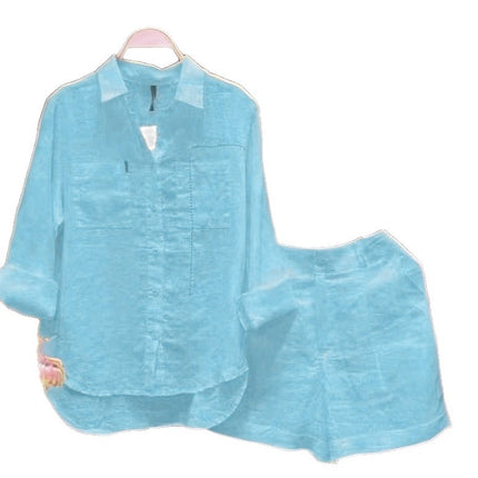 2025 Cross-Border Southeast Asian Summer Fashion Shirt Set Loose Slimming Look Casual Comfortable Two-Piece Set Wholesale