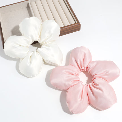 Elegant and Cute Sponge Large Intestine Ring, Fashionable Girly Hair Ring, Ponytail Hair Rope, Flower Holiday Style Hair Accessory