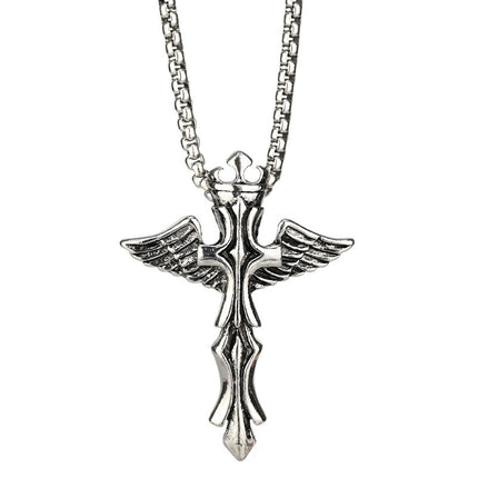 Factory Direct European and American men's titanium steel necklace retro personality cross fashion Men's pendant hip hop cross-border exclusive