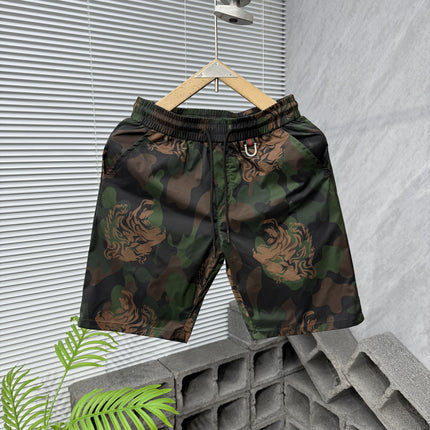 Summer New Fashion Printed Tiger Head Graffiti Shorts Men's Straight Trendy Couple's Shorts Versatile Beach Shorts