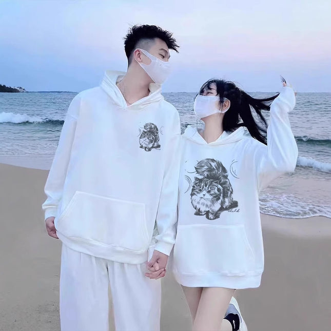 High-grade oversize Men's and Women's Top Special Couple Clothing Autumn and Winter fleece-lined Hooded Sweat Fashion Brand Class Clothes