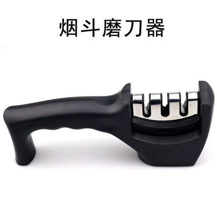 Cross-border household black three-section four-section sharpener integrated fast sharpening diamond pipe sharpener
