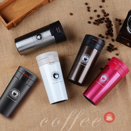 Fashionable simple double-layer vacuum stainless steel coffee cup handy cup American coffee pot portable gift pop lid cup