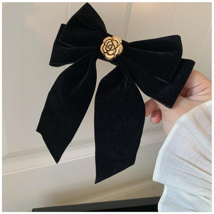 Summer big bow ribbon hairpin women's high-grade back head top clip spring clip hairpin clip hair accessories 17cm