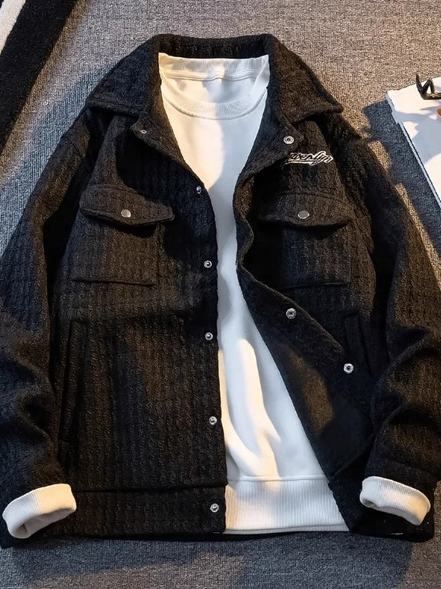 American-style High Street Retro Plaid Jacket Men's High-grade Feeling Fucked Handsome Loose Waffled Jacket Home Figure# XXF009