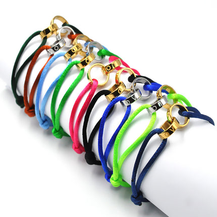 Cross-border supply Foreign Trade hand-woven couple stainless steel bracelet love double ring bracelet adjustable bracelet