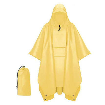 Outdoor Adult Poncho Raincoat for Hiking, Mountaineering, Fishing, Camping, Multifunctional 3-in-1 Tarp Ground Sheet Poncho