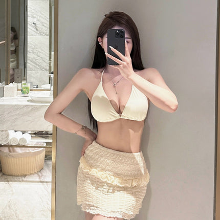 2026 Designer New Two-Piece Women's Swimsuit Bikini Three-Piece Set Hot Girl Swimwear Covering Flaws Hot Spring Wholesale