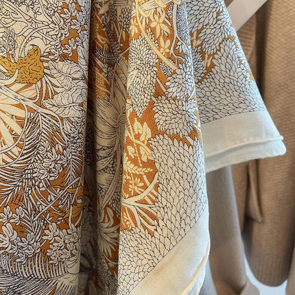 Spring and autumn texture silk wool scarf women's autumn and winter silk wool large square scarf warm shawl dual-purpose women's all-match temperament