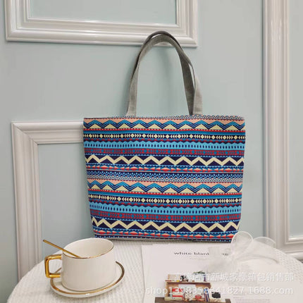 Korean Style Simple Cartoon Canvas Bag for Women, Cross-Border Large-Capacity Commuting Versatile Shoulder Tote Bag for Women