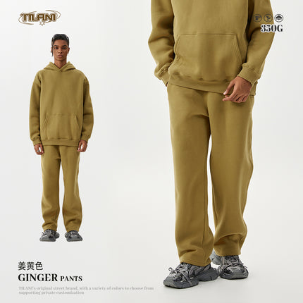 Tilani Men's Clothing 2026 Spring and Autumn Solid Color Basic Sports Suit American Style Trendy Brand Fleece-Lined Thickened Sweatshirt and Sweatpants