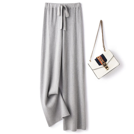 Autumn and Winter New Wool Wide Leg Pants Women's Elegant High Waist Loose Pendant Slimming Casual Pants Thickened Floor Pants