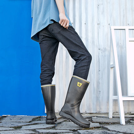 Long Rain Boots for Men, Non-Slip Kitchen Work Rain Boots, Fashionable Waterproof Shoes, Car Wash Work Overshoes, Rubber Shoes