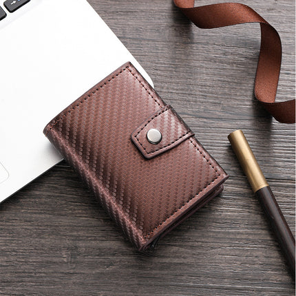 Men's Card Holder Europe and the United States Automatic Elastic Card Buckle Card Holder New Metal Aluminum Case RFID Card Holder Cross-border Hot Sale