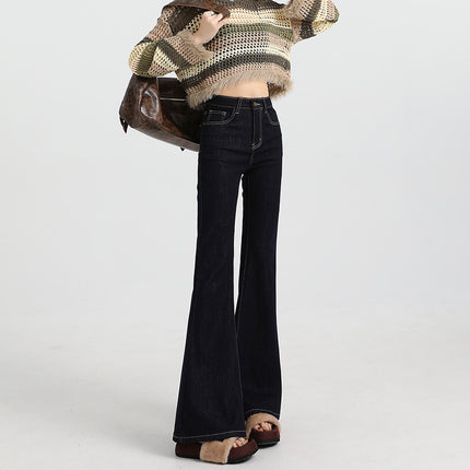 Bumi House American-style Tannin Micro-blared Jeans Women's New Spice Girl High Waist Slim-fit Button Pocket Slim-fit Flare Pants