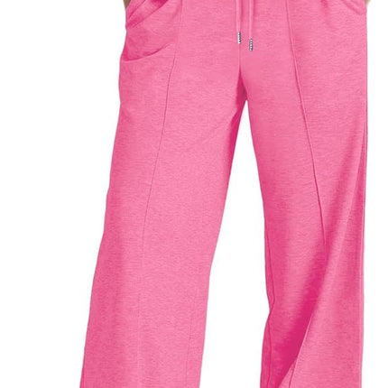 Cross-Border Export Amazon Temu2024 Spring and Summer European and American Style Pure Color Casual Wide-Leg Drawstring Elastic Waist Sweatpants
