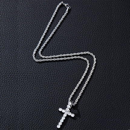 Cross-border new zircon cross necklace temperament cold fashion hip hop pendant jewelry factory wholesale