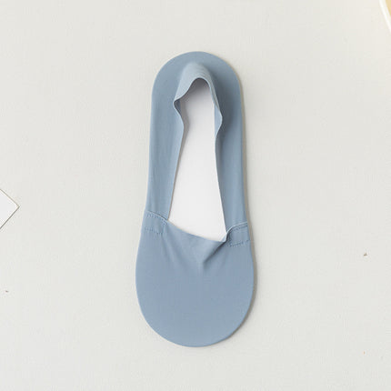Women's Summer Thin Boat Socks, Solid Color, Low-Cut Invisible Socks, Silicone Non-Slip, Anti-Drop, Short Tube Seamless Cotton Socks