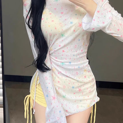2025 New Split Swimsuit Women's Bikini Three-Piece Cover-Up Long-Sleeved Sun Protection Seaside Resort Hot Spring Pure Desire