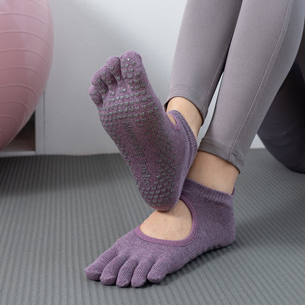 Toesox quality new gradient yoga socks tie-dyed backless five-finger socks sports pilates dispensing non-slip socks