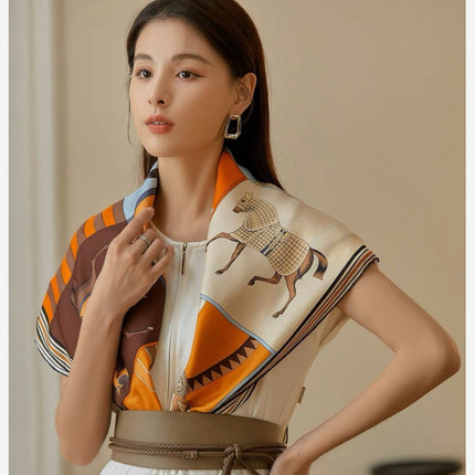 [Wan Ma Benteng] 100% Mulberry Silk Silk Twill 2024 New 90 Large Square Towel Fashion All-match Shawl