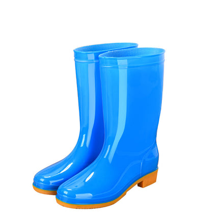 pvc medium-high adult women's rain boots waterproof non-slip women's water shoes outdoor kitchen work warm rain boots wholesale