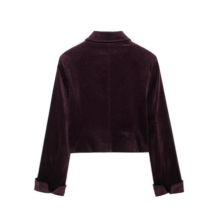 Autumn 2024 Amazon Fashion Women's Velvet Blazer with Belt Low Waist Mini Skirt Cross Border Batch