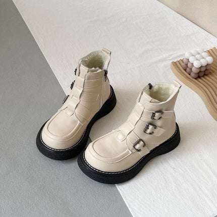 Z Autumn and Winter New Cotton Boots Short Thick-Soled Platform Shoes Forest Style College Style Small Leather Shoes Single Boots Short Martin Boots for Women