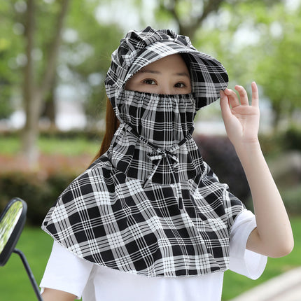 Spring and Summer Sunscreen Mask Neck Protection Integrated Hat Women's Sunshade Hat Outdoor Tea Picking Work Face Covering UV Protection
