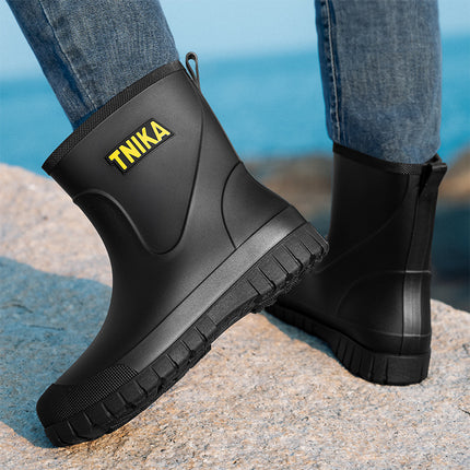 2025 Cross-border Men's Rain Boots Water Shoes Waterproof Wear-resistant Rubber Shoes Rain Boots Non-slip Short PVC Water Boots