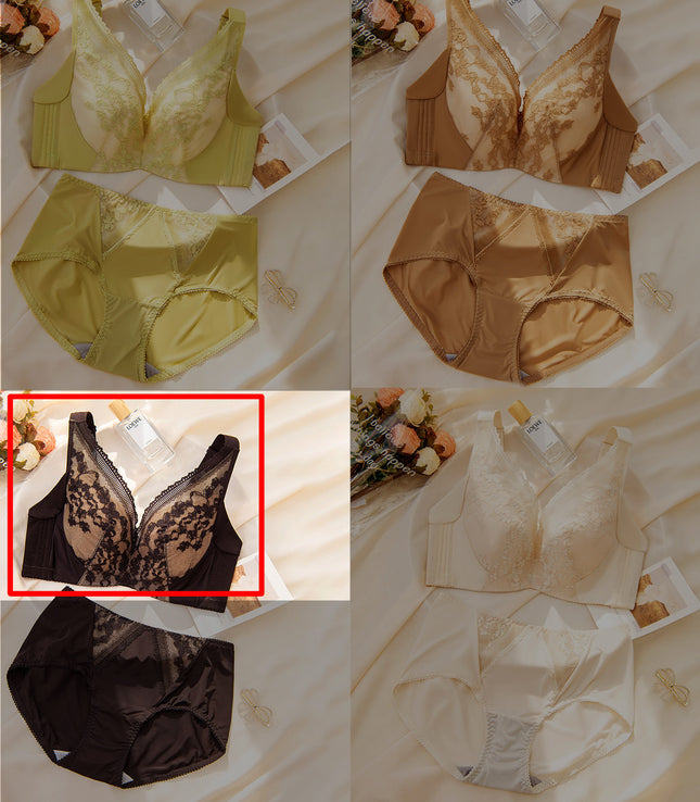 Outer expansion bra plus size thin Cup underwear soft steel ring anti-drooping adjustable small bra comfortable breathable four breasted