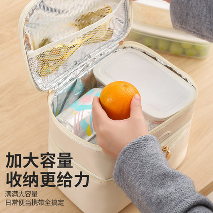 2024 Student Portable Double-Layer Lunch Box Office Worker Lunch Box with Lunch Bag Camping Travel Bag Camping Essentials