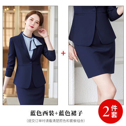 Professional Suit Long Sleeve Dress Women's Autumn Tooling Hotel Manager Dress Jewelry Store Front Desk Reception Work Clothes