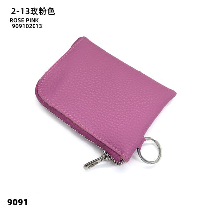 First-Layer Cowhide Zipper Coin Purse Bank Card Coin Small Leather Bag with Key Ring Mini Genuine Leather Coin Purse Wholesale