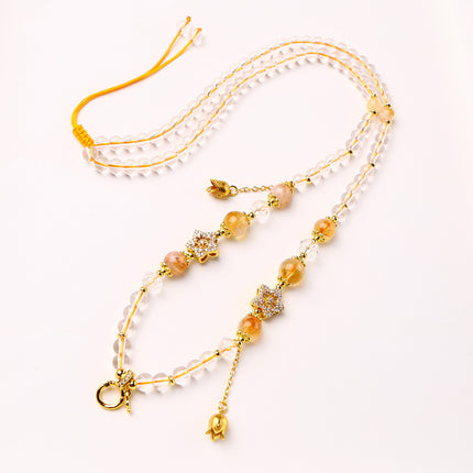 Taiga Thai Buddha Brand Chain Natural Yellow Tower Crystal Pendant with Chain Necklace Thangka Neck Chain Adjustable Length