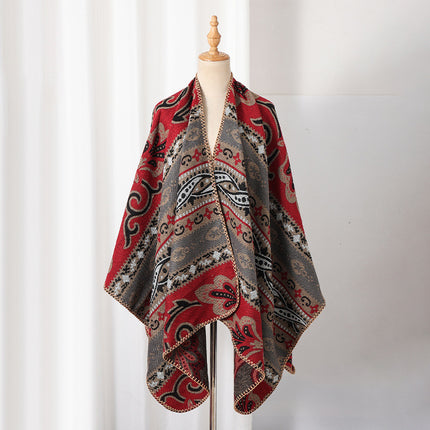 Ethnic Style Men's Shawl Warm Scarf Xizang Travel Outfit Qinghai Lake Northwest Desert Thick Cape Coat