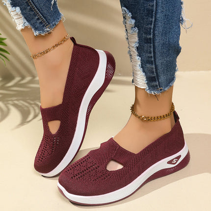 Cross-Border Dropshipping of Large-Size Women's Shoes, Breathable and Comfortable Single Shoes Wholesale, Casual and Versatile Mesh Shoes for Middle-Aged and Elderly Mothers