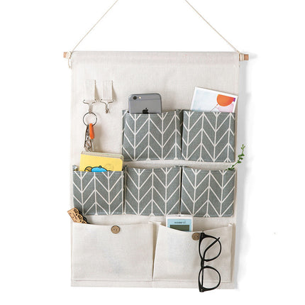 Korean-style bedroom storage bag wholesale storage bag household storage bag sundries wall-mounted storage box seven-pocket hanging bag factory