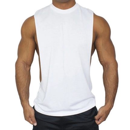 Summer Sports Vest for Men, Loose Fit, Large Slit, Sleeveless Top, Racerback, Muscle-Building, Running, Weightlifting, Plus Size Gym Vest