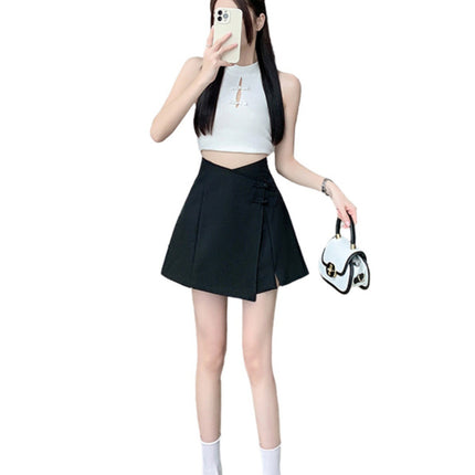 Summer Short Skirt 2024 A-Line Skirt New Style Figure-Proof High-Waisted Black Suit Pear-Shaped Skirt for Women