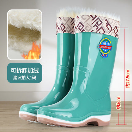 Rain Boots Mid-Calf Women's Outdoor Fashionable Water Shoes Non-Slip Waterproof Boots Lightweight Comfortable Rubber Shoes Thickened Wear-Resistant Rain Boots for Women