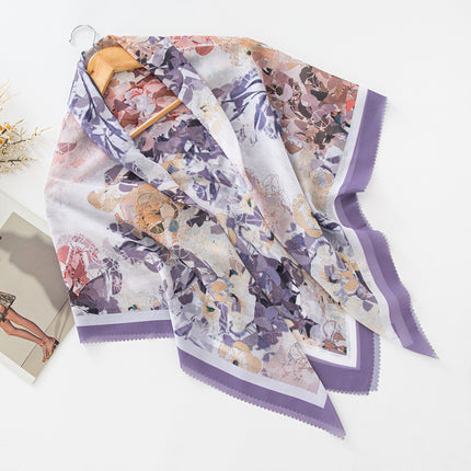 Cross-Border New Product Voile Print 110 Square Scarf Classic Lace Scarf Turban Malaysian Shawl