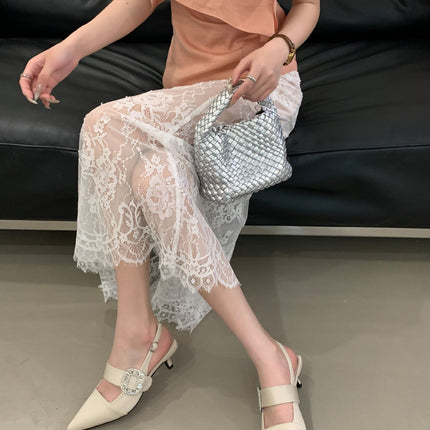 Thin-Heeled High-Heeled Shoes Niche Design Women's Shoes 2025 Spring and Summer New Rhinestone Square Buckle Toe-Back Sandals Shallow Mouth Flats