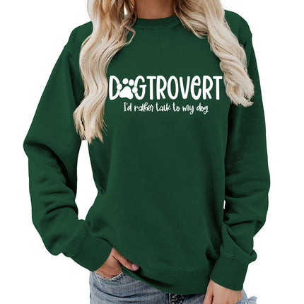 Dog trovert printed round neck women's top vests foreign trade supply autumn and winter coat casual loose European size