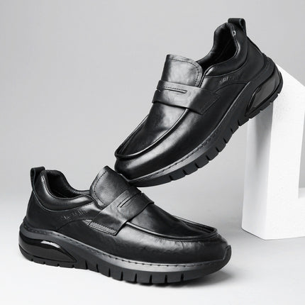 Factory Direct Supply Genuine Leather Men's Shoes Autumn New Fashion Casual Shoes Versatile Business Thick-Soled Slip-On Plus Suede Leather Shoes