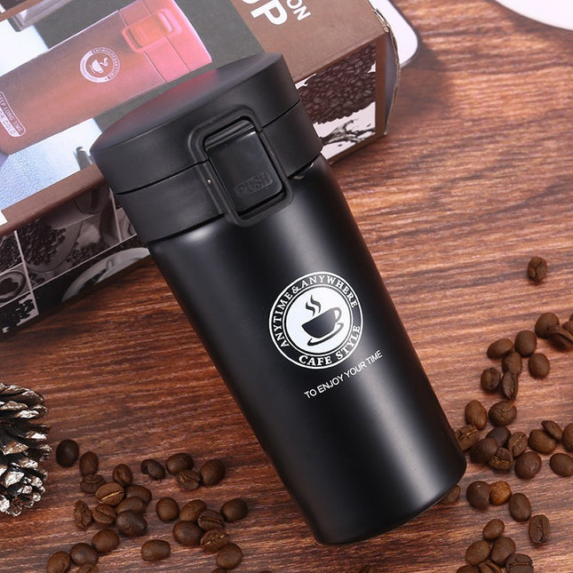 Fashionable simple double-layer vacuum stainless steel coffee cup handy cup American coffee pot portable gift pop lid cup