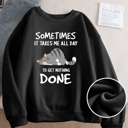 Wish Cross-Border Aliexpress Hot Selling Women's Clothing Amazon American Street Cartoon Cat Print Sweatshirt Bottoming Shirt